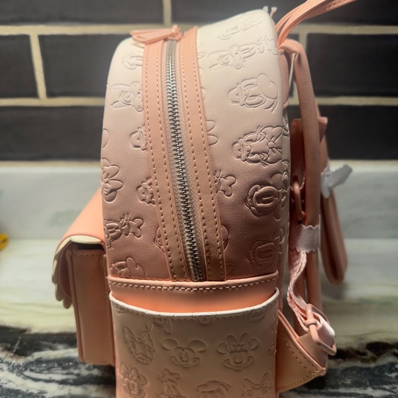 Loungefly Disney Mickey & Friends Embossed Mini Backpack Pink/Blush 3D Mickey Po main image 7